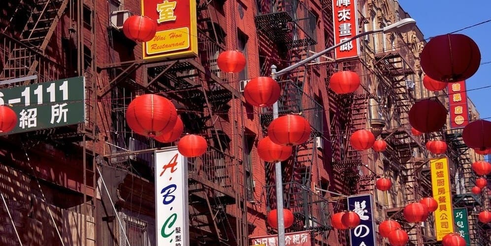 Imagen de las calles de Chinatown, el barrio chino de Nueva York.