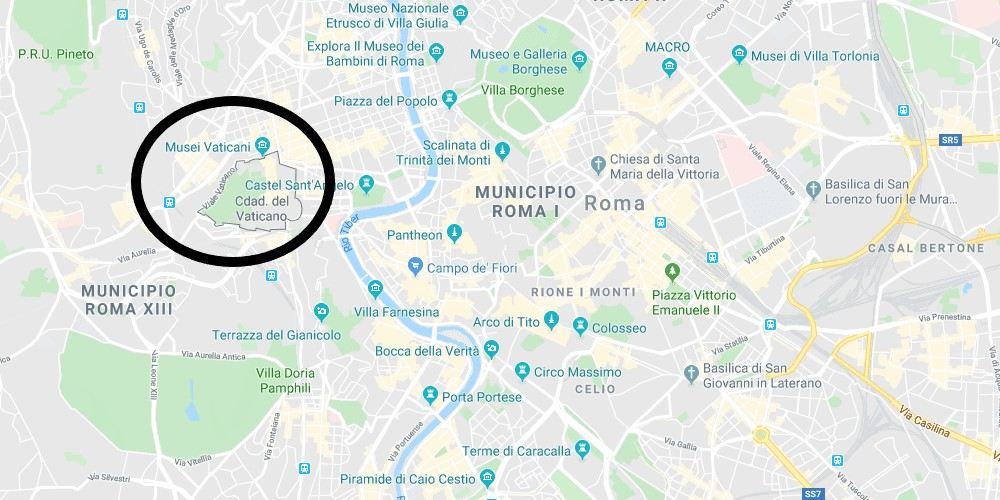 Mapa para saber cómo llegar al Vaticano.
