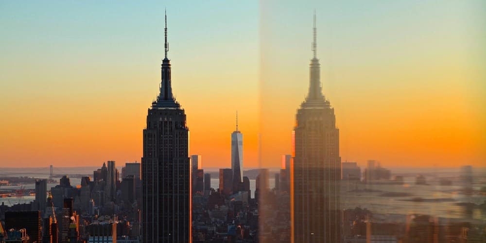 Rascacielos de Nueva York durante el atardecer de noviembre.