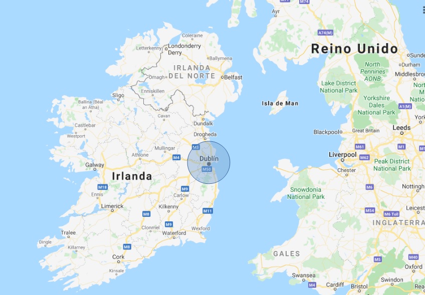 Mapa de Dublín en Irlanda